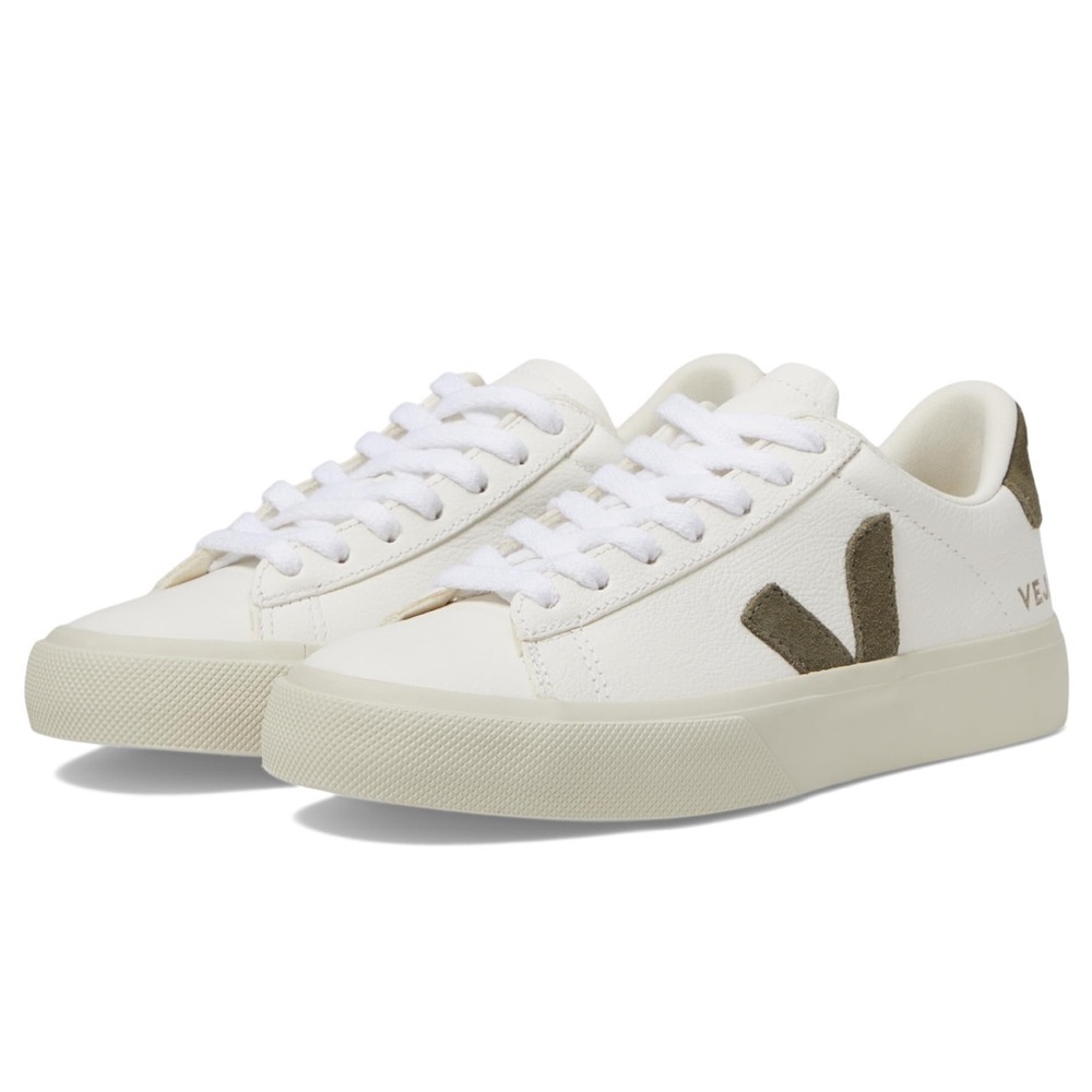 Veja Campo Sneaker in Extra White and Khaki Size 6